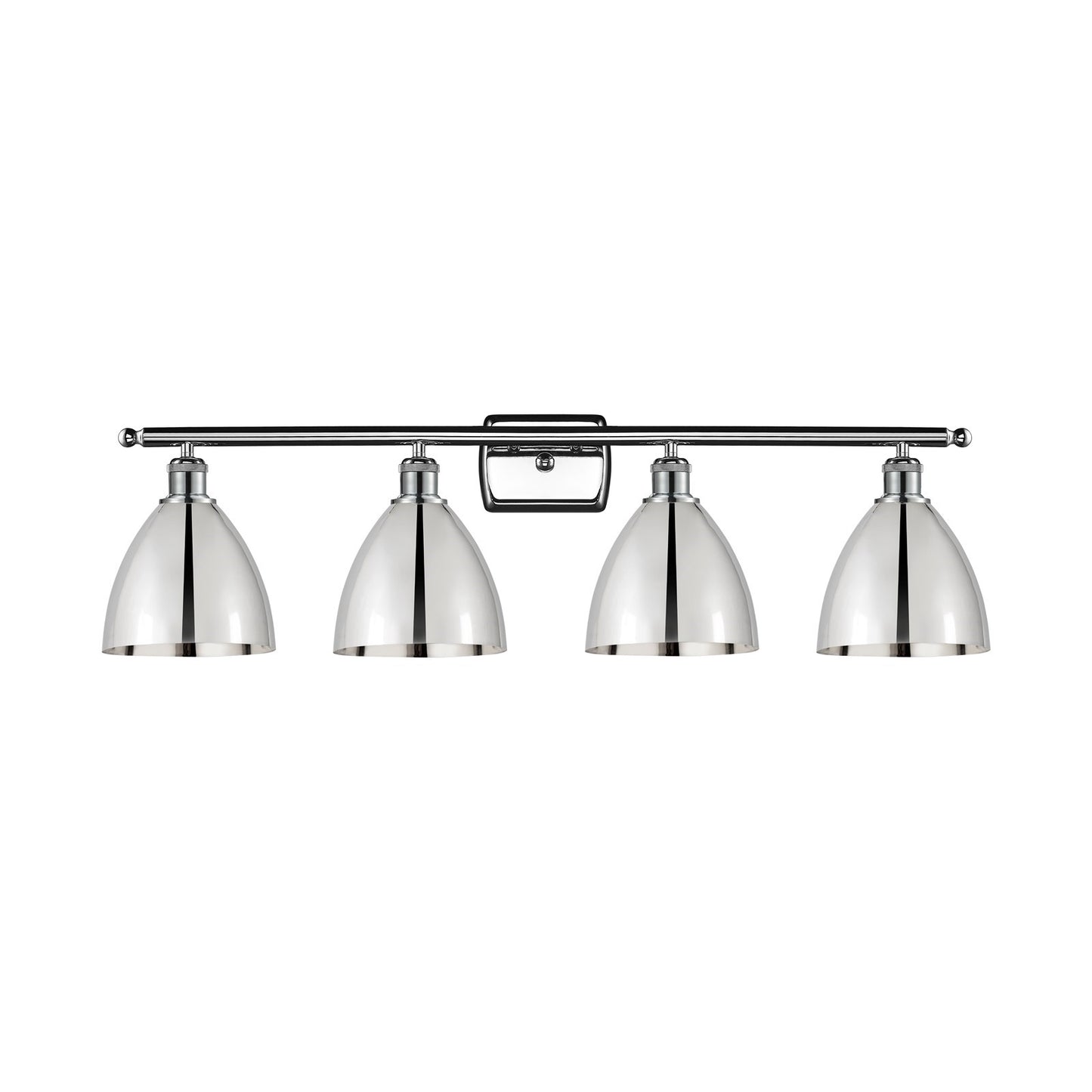 Innovations Bristol 38in 4-Light Bath Vanity Light | Industrial Farmhouse Polished Chrome and Metal Shade | Bathroom | Model 516-4W-PC-MBD-75-PC-LED