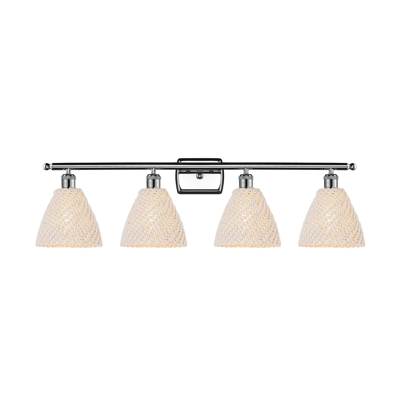 Innovations Bristol Natural 38in 4-Light Bath Vanity Light | Industrial Polished Chrome and Natural Fiber Shade | Bathroom | Model 516-4W-PC-NBD-75-NAT