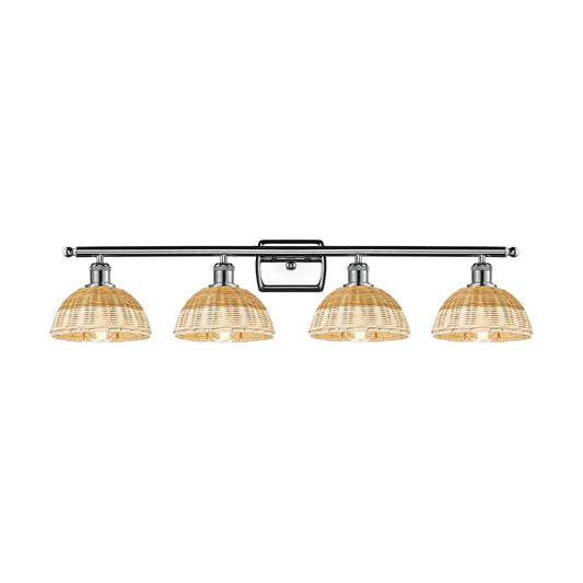 Innovations Lighting Bristol Natural II 38in 4-Light Bath Vanity Light | Industrial Polished Chrome and Natural Fiber Shade | Model 516-4W-PC-NBD2-75-NAT