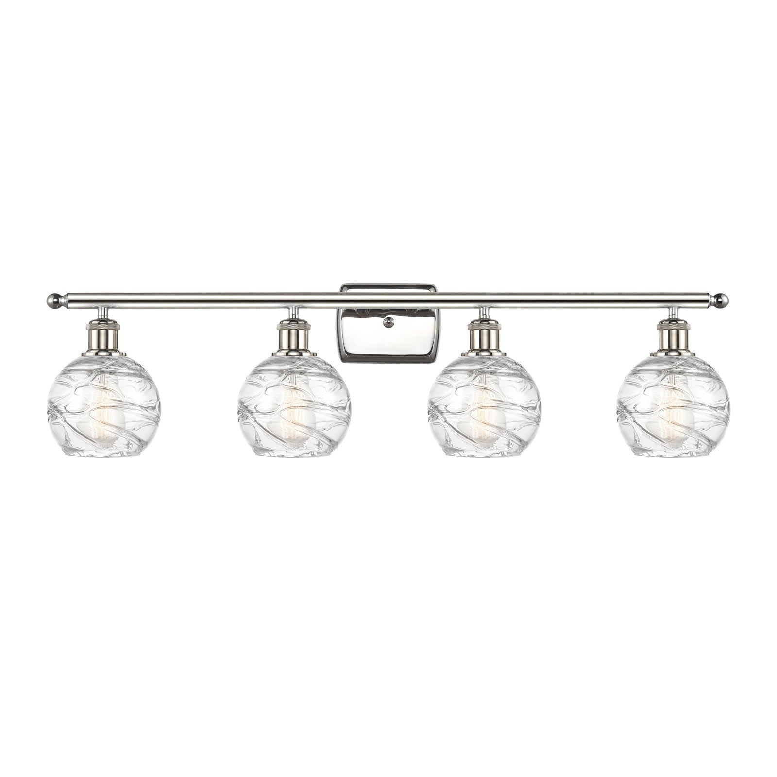 Innovations Athens Deco Swirl 36in 4-Light Bath Vanity Light | Industrial Polished Nickel and Clear Glass | Bathroom Vanity | Model 516-4W-PN-G1213-6CL