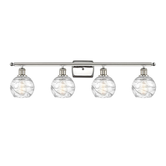 Innovations Athens Deco Swirl 36in 4-Light Bath Vanity Light | Industrial Polished Nickel and Clear Glass | Bathroom Vanity | Model 516-4W-PN-G1213-6CL