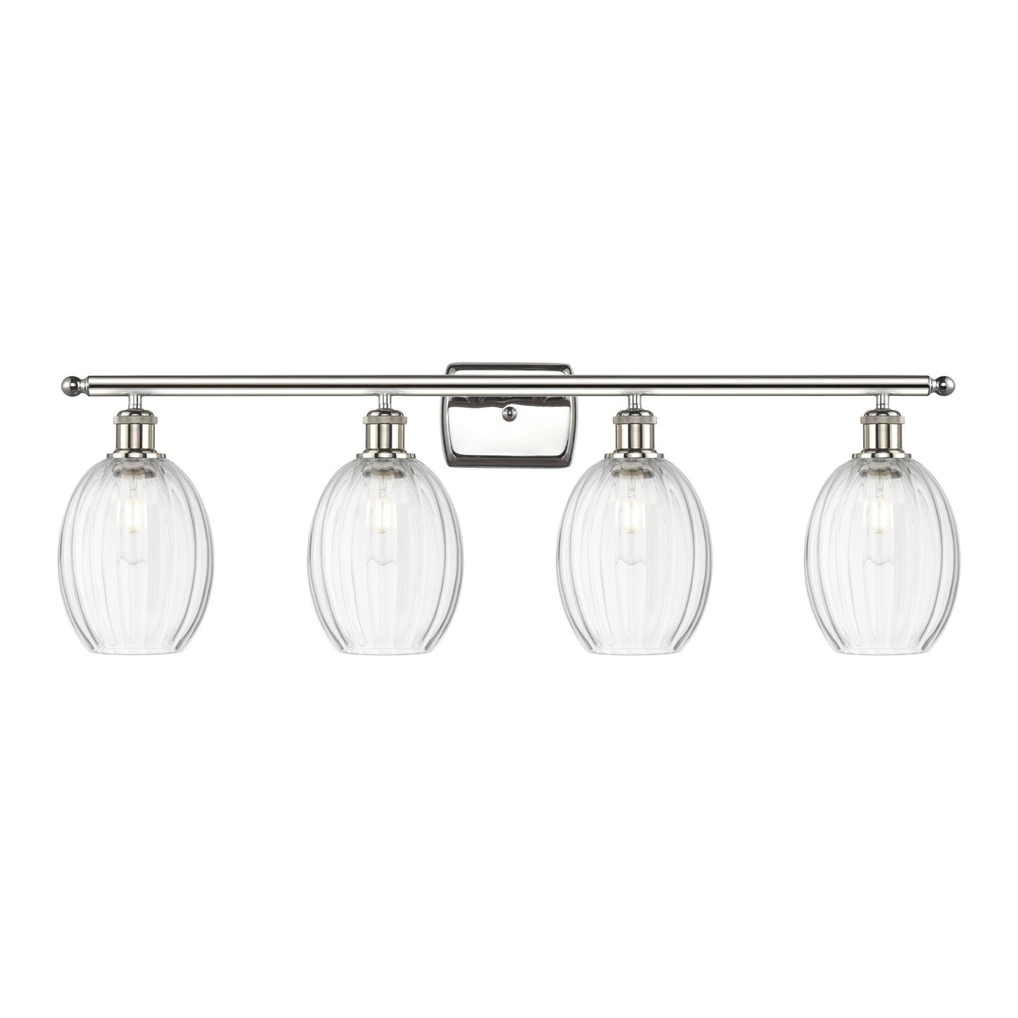 Innovations Preston Bulb 36.25in 4-Light Bath Vanity Light | Industrial Polished Nickel and Clear Glass | Bathroom & Powder | Model 516-4W-PN-G459-6CL