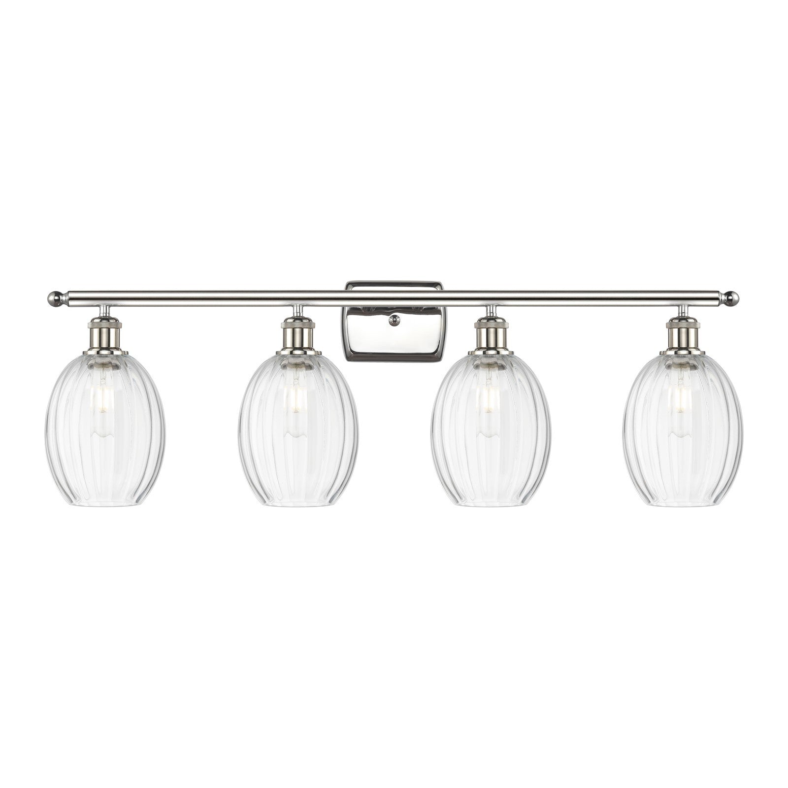 Innovations Preston Bulb 36.25in 4-Light Bath Vanity Light | Industrial Polished Nickel and Clear Glass | Bathroom & Powder | Model 516-4W-PN-G459-6CL