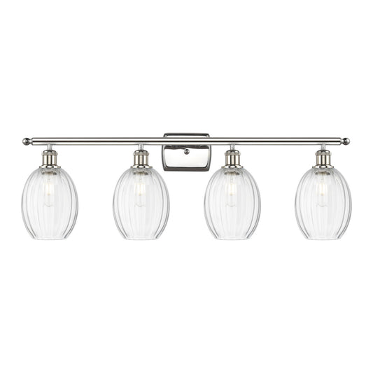 Innovations Preston Bulb 36.25in 4-Light Bath Vanity Light | Industrial Polished Nickel and Clear Glass | Bathroom & Powder | Model 516-4W-PN-G459-6CL