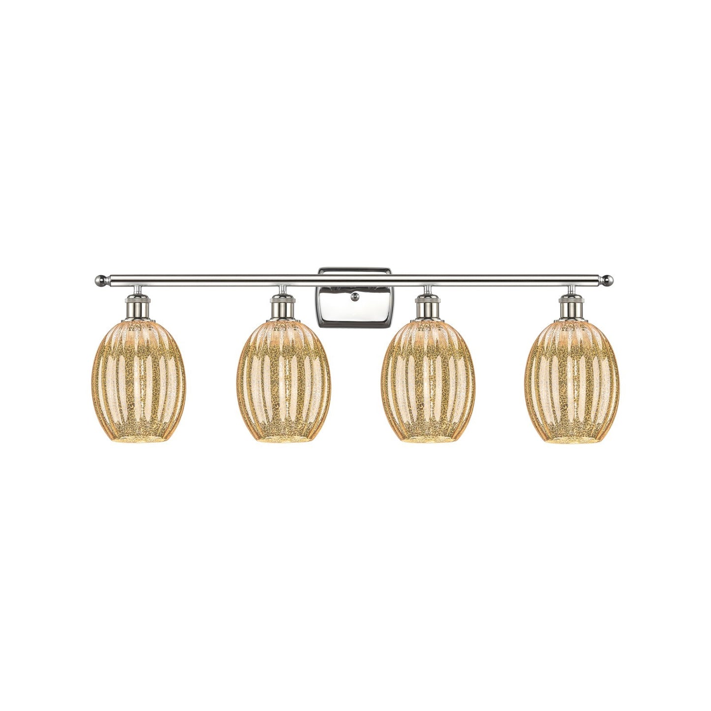 Innovations Preston Bulb 36in 4-Light Bath Vanity Light | Industrial Polished Nickel and Mercury Glass | Bathroom Vanity | Model 516-4W-PN-G459-6ME