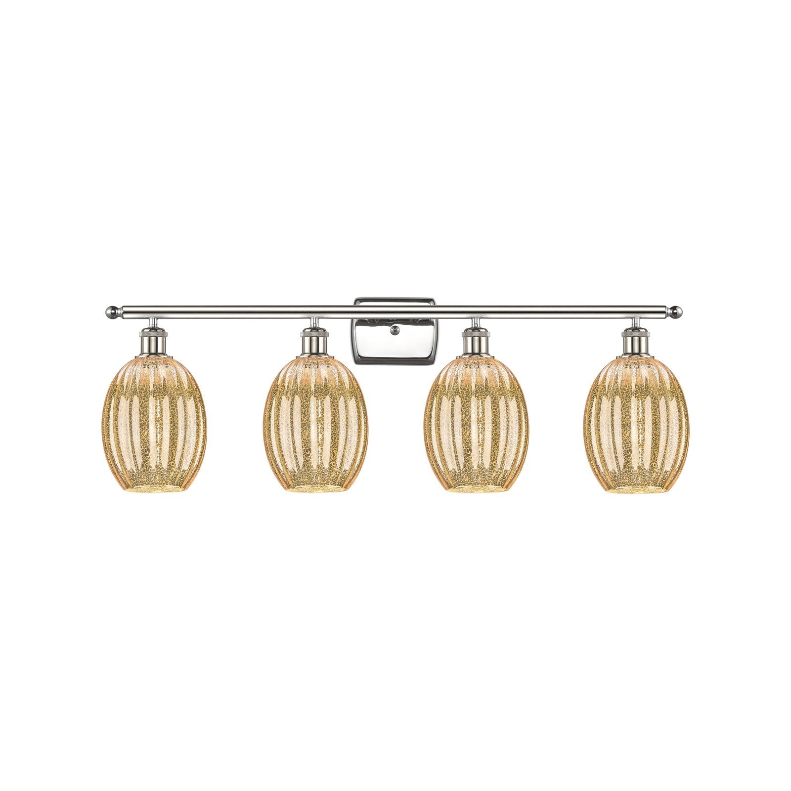 Innovations Preston Bulb 36in 4-Light Bath Vanity Light | Industrial Polished Nickel and Mercury Glass | Bathroom Vanity | Model 516-4W-PN-G459-6ME
