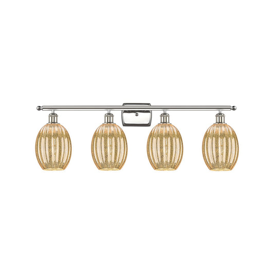 Innovations Preston Bulb 36in 4-Light Bath Vanity Light | Industrial Polished Nickel and Mercury Glass | Bathroom Vanity | Model 516-4W-PN-G459-6ME