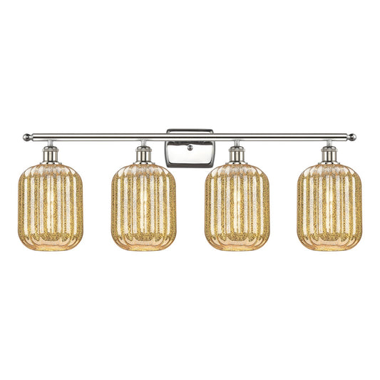 Innovations Preston Cylinder 37in 4-Light Bath Vanity Light | Industrial Polished Nickel and Mercury Glass | Bathroom Vanity | Model 516-4W-PN-G460-7ME
