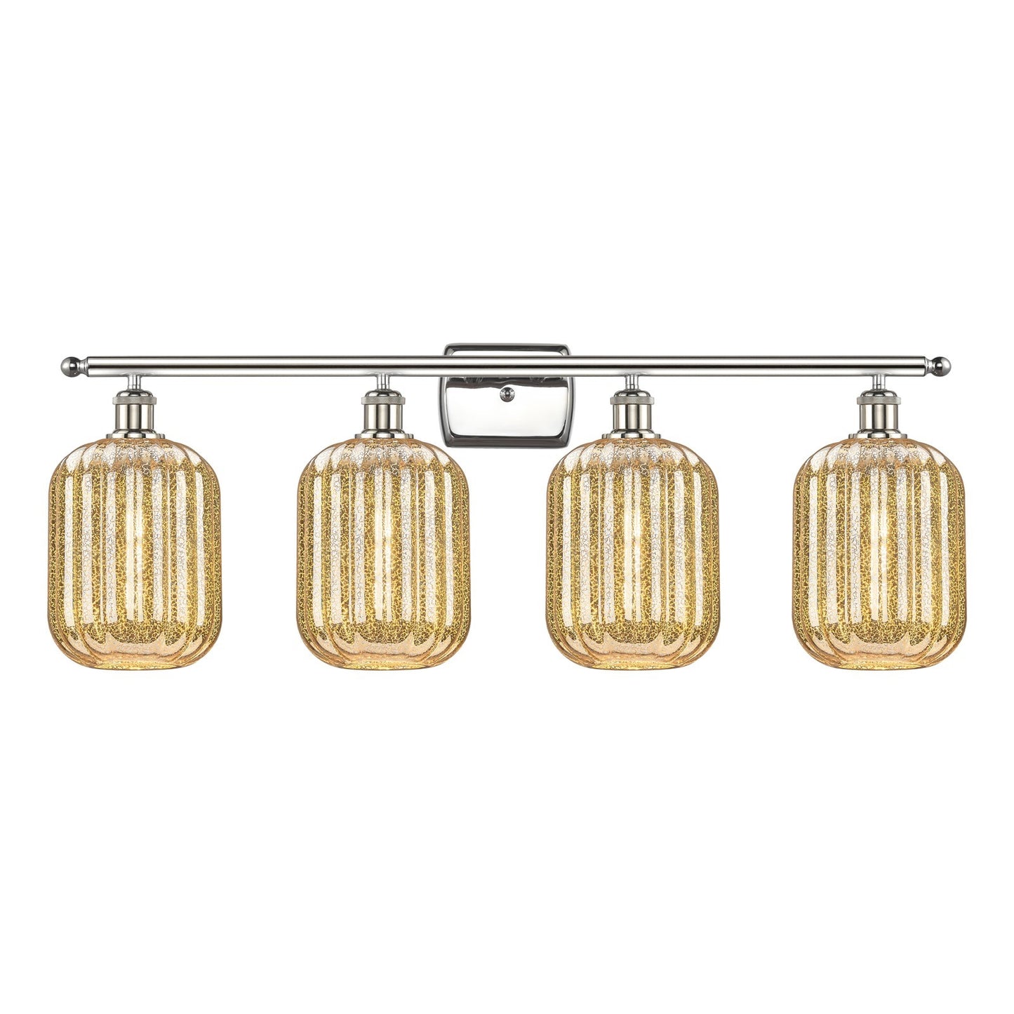 Innovations Preston Cylinder 37in 4-Light Bath Vanity Light | Industrial Polished Nickel and Mercury Glass | Bathroom Vanity | Model 516-4W-PN-G460-7ME