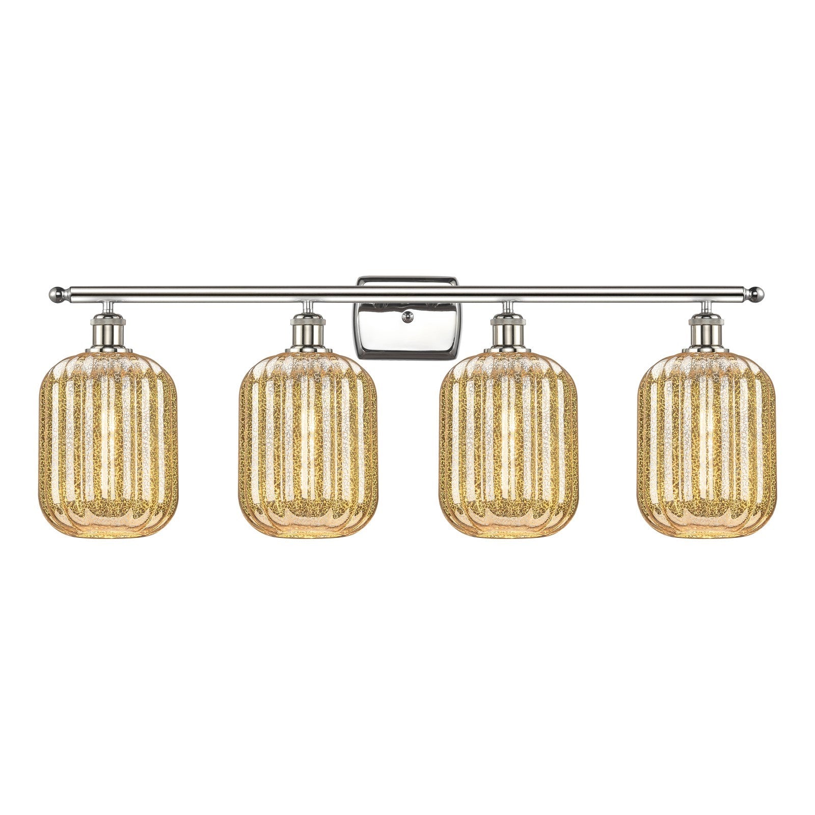 Innovations Preston Cylinder 37in 4-Light Bath Vanity Light | Industrial Polished Nickel and Mercury Glass | Bathroom Vanity | Model 516-4W-PN-G460-7ME