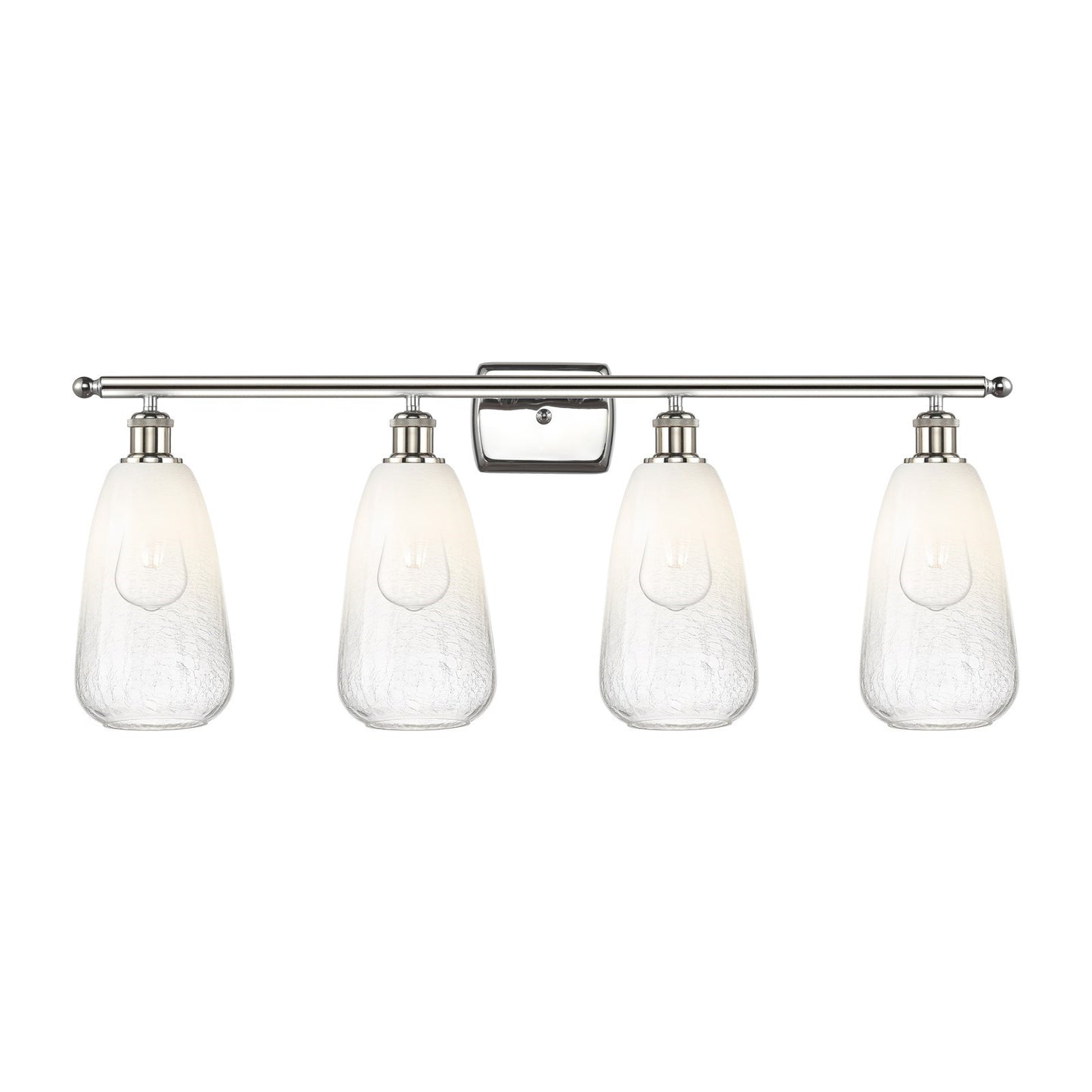 Innovations Brookhaven Almond 36in 4-Light Bath Vanity Light | Industrial Polished Nickel Steel and Opal Glass | Bathroom | Model 516-4W-PN-G480-6OP