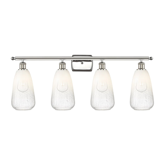 Innovations Brookhaven Almond 36in 4-Light Bath Vanity Light | Industrial Polished Nickel Steel and Opal Glass | Bathroom | Model 516-4W-PN-G480-6OP