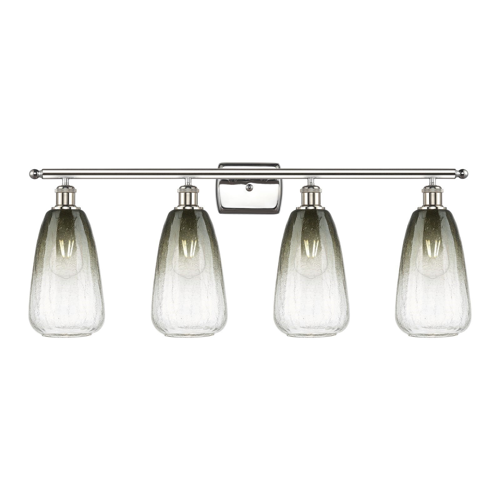 Innovations Brookhaven Almond 36in 4-Light Bath Vanity Light | Industrial Polished Nickel Steel and Slate Glass | Bathroom | Model 516-4W-PN-G480-6SL