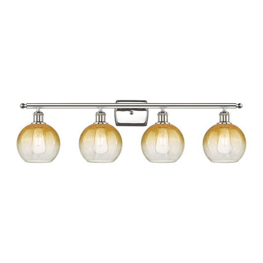 Innovations Brookhaven Globe 38in 4-Light Bath Vanity Light | Industrial Polished Nickel and Amber Glass | Bathroom Vanity & | Model 516-4W-PN-G483-8AM