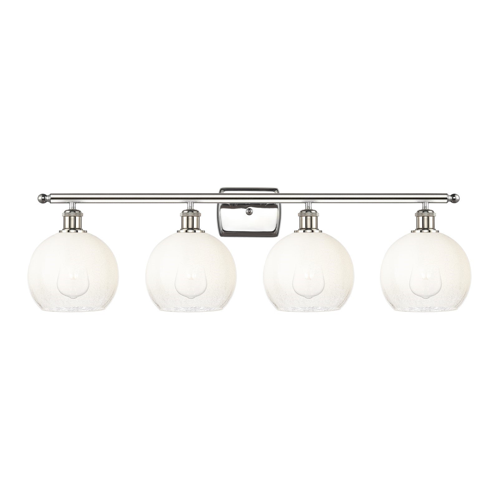 Innovations Brookhaven Globe 38in 4-Light Bath Vanity Light | Industrial Modern Polished Nickel and Opal Glass | Bathroom | Model 516-4W-PN-G483-8OP