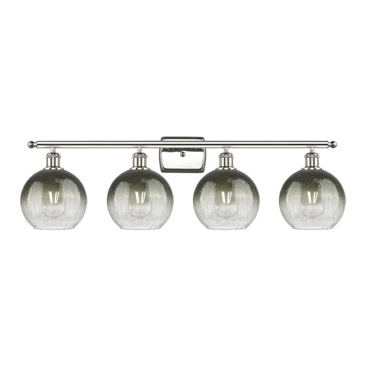 Innovations Brookhaven Globe 38in 4-Light Bath Vanity Light | Industrial Modern Polished Nickel and Slate Glass | Bathroom | Model 516-4W-PN-G483-8SL