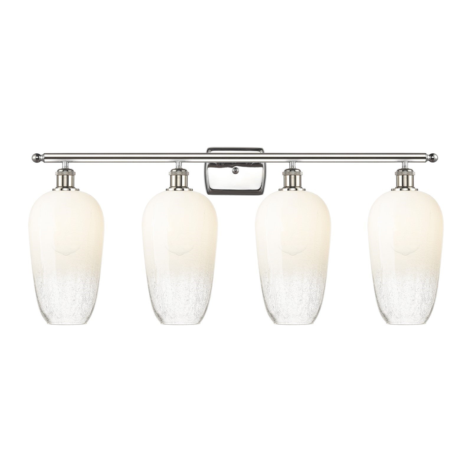 Innovations Brookhaven Flute 37in 4-Light Bath Vanity | Industrial Modern Polished Nickel and Opal Glass | Damp Rated Bathroom | Model 516-4W-PN-G484-7OP