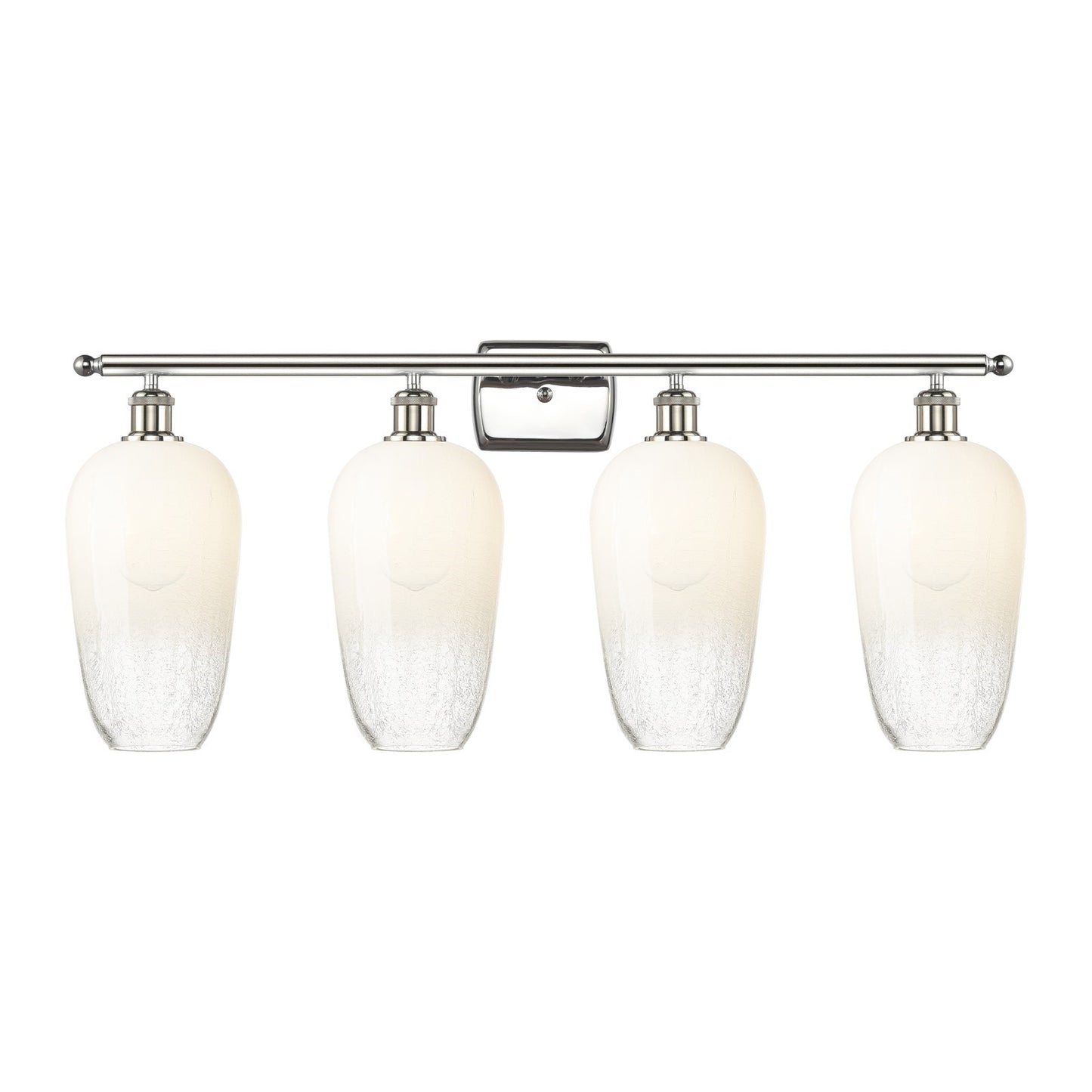 Innovations Brookhaven Flute 37in 4-Light Bath Vanity | Industrial Modern Polished Nickel and Opal Glass | Damp Rated Bathroom | Model 516-4W-PN-G484-7OP