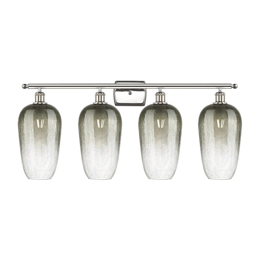 Innovations Brookhaven Flute 37in 4-Light Bath Vanity | Industrial Modern Polished Nickel and Slate Glass | Bathroom Vanity | Model 516-4W-PN-G484-7SL