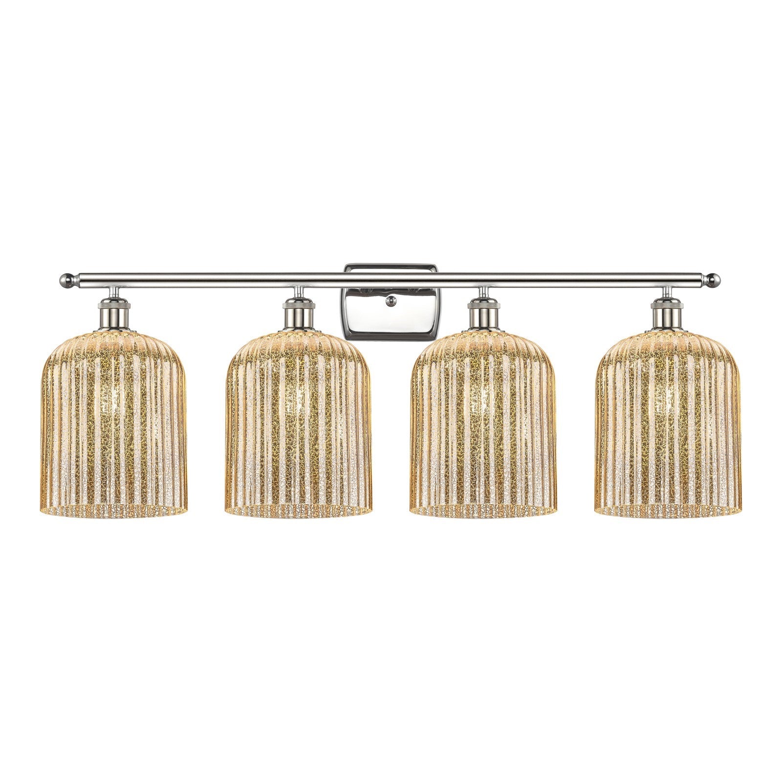 Innovations Bridal Veil 35in 4-Light Bath Vanity | Art Nouveau Polished Nickel and Mercury Ribbed Glass | Bathroom Vanity & | Model 516-4W-PN-G559-8ME
