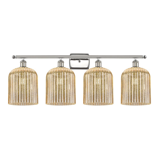 Innovations Bridal Veil 35in 4-Light Bath Vanity | Art Nouveau Polished Nickel and Mercury Ribbed Glass | Bathroom Vanity & | Model 516-4W-PN-G559-8ME
