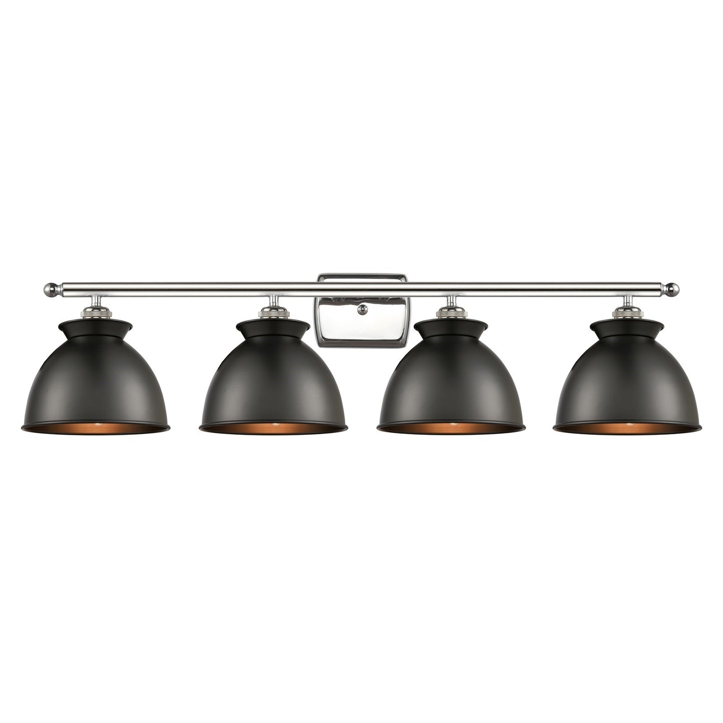 Innovations Adirondack 38in 4-Light Bath Vanity Light | Industrial Farmhouse Polished Nickel and Matte Black Metal Shade | Model 516-4W-PN-M14-BK