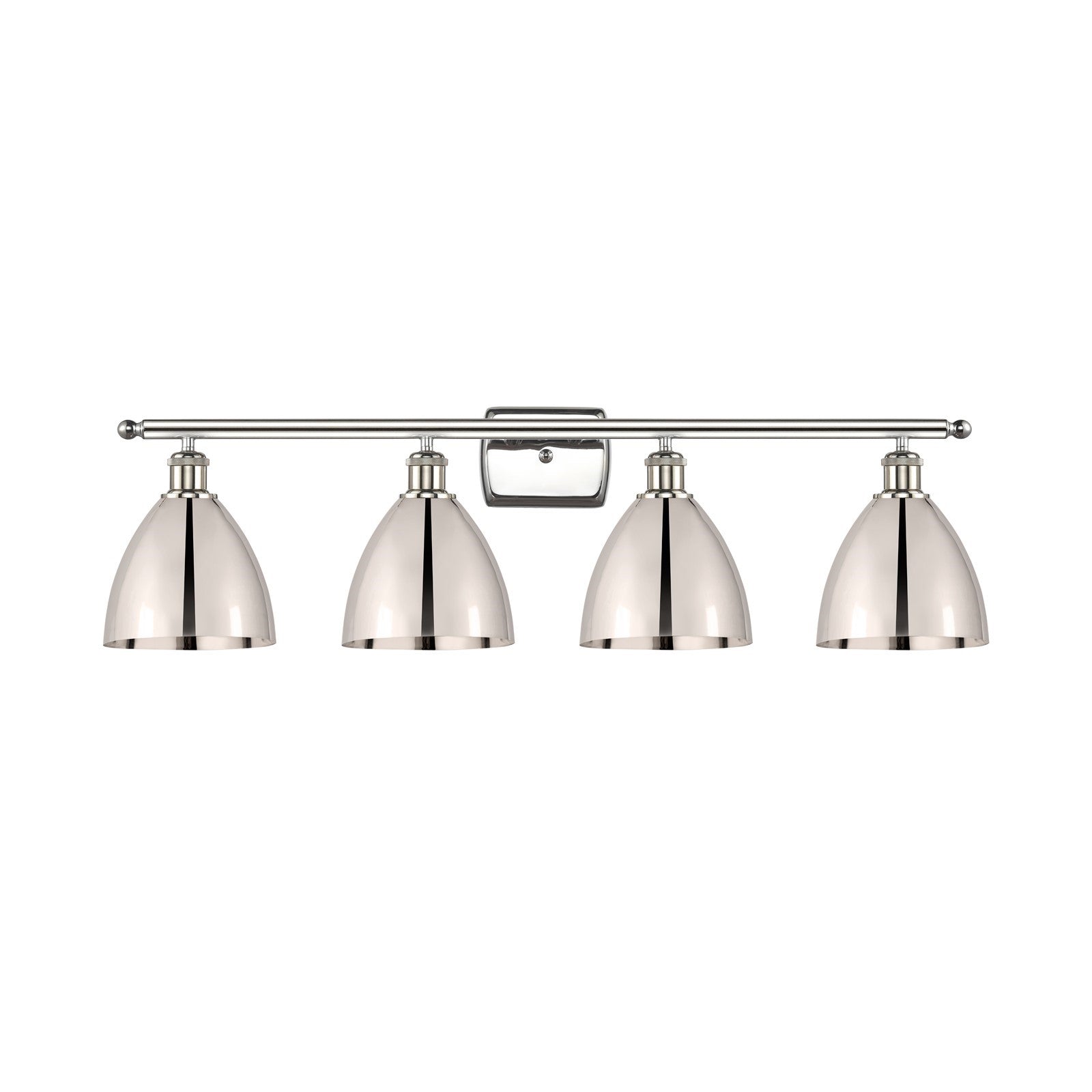 Innovations Bristol 38in 4-Light Bath Vanity Light | Industrial Farmhouse Polished Nickel Steel and Cast Brass with Metal | Model 516-4W-PN-MBD-75-PN-LED