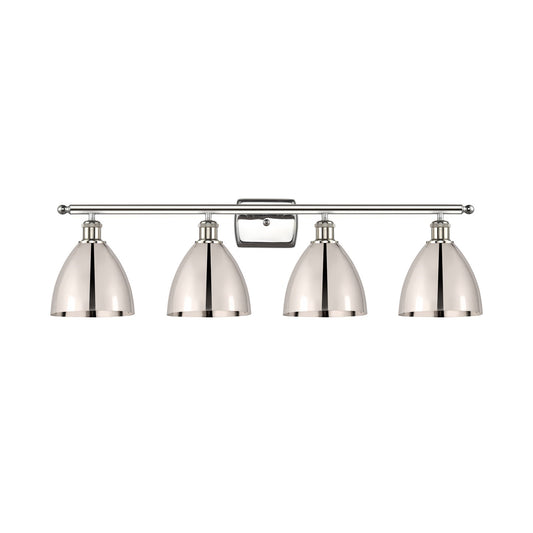 Innovations Bristol 38in 4-Light Bath Vanity Light | Industrial Farmhouse Polished Nickel Steel and Cast Brass with Metal | Model 516-4W-PN-MBD-75-PN-LED