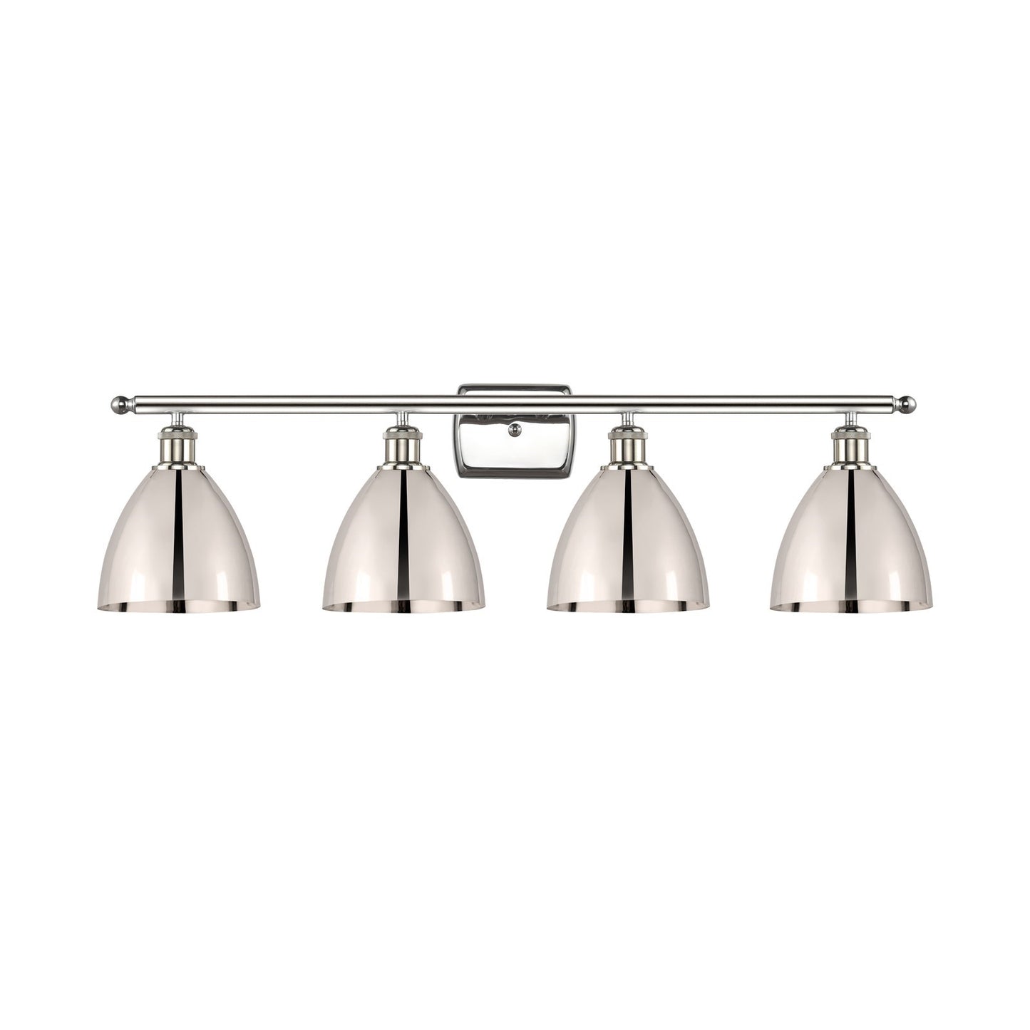 Innovations Bristol 38in 4-Light Bath Vanity Light | Industrial Farmhouse Polished Nickel Steel and Cast Brass with Metal | Model 516-4W-PN-MBD-75-PN-LED