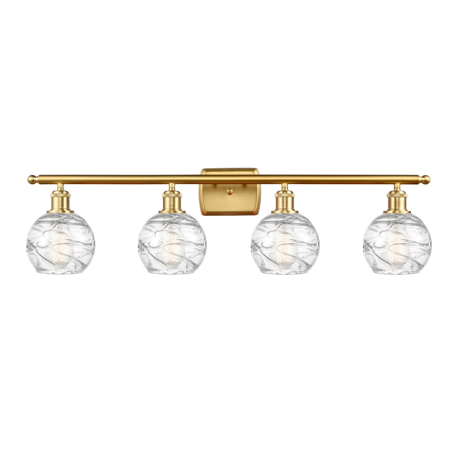 Innovations Athens Deco Swirl 36in 4-Light Bath Vanity Light | Industrial Satin Gold Steel and Clear Glass | Bathroom Vanity | Model 516-4W-SG-G1213-6CL