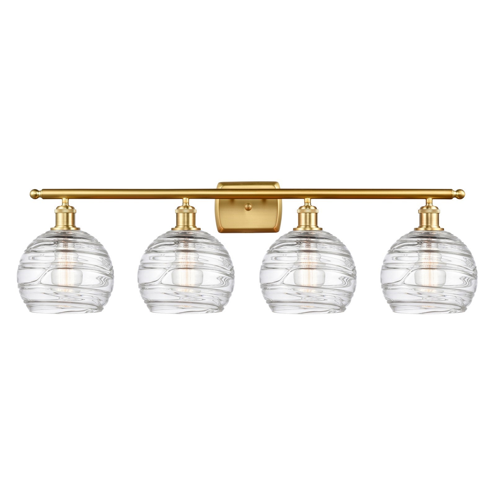 Innovations Athens Deco Swirl 38in 4-Light Bath Vanity Light | Industrial Satin Gold Steel and Clear Glass | Kitchen & | Model 516-4W-SG-G1213-8CL