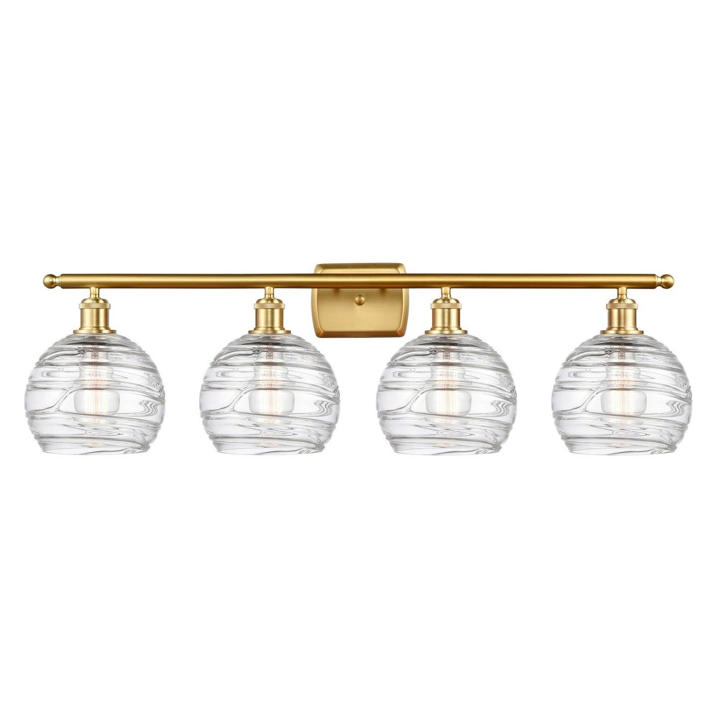 Innovations Athens Deco Swirl 38in 4-Light Bath Vanity Light | Industrial Satin Gold Steel and Clear Glass | Kitchen & | Model 516-4W-SG-G1213-8CL