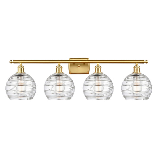 Innovations Athens Deco Swirl 38in 4-Light Bath Vanity Light | Industrial Satin Gold Steel and Clear Glass | Kitchen & | Model 516-4W-SG-G1213-8CL