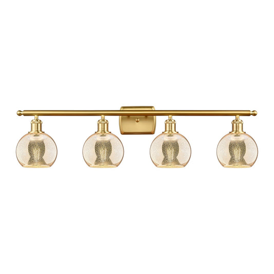 Innovations Athens 36in 4-Light Bath Vanity Light | Industrial Modern Satin Gold Steel and Mercury Glass | Bathroom Vanity | Model 516-4W-SG-G128-6