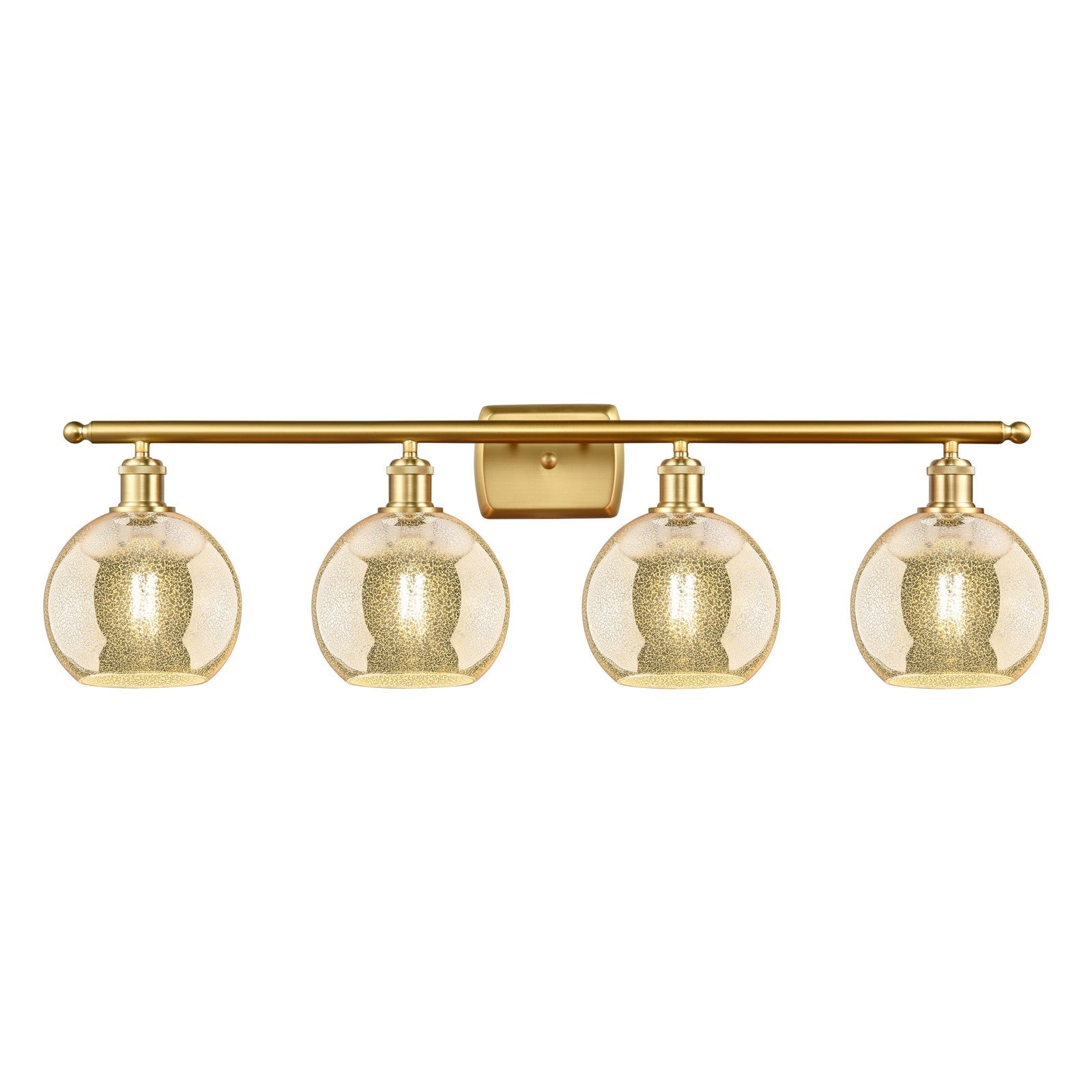 Innovations Athens 38in 4-Light Bath Vanity Light | Industrial Satin Gold Steel and Mercury Glass | Bathroom Vanity | 38 x 11 x | Model 516-4W-SG-G128-8