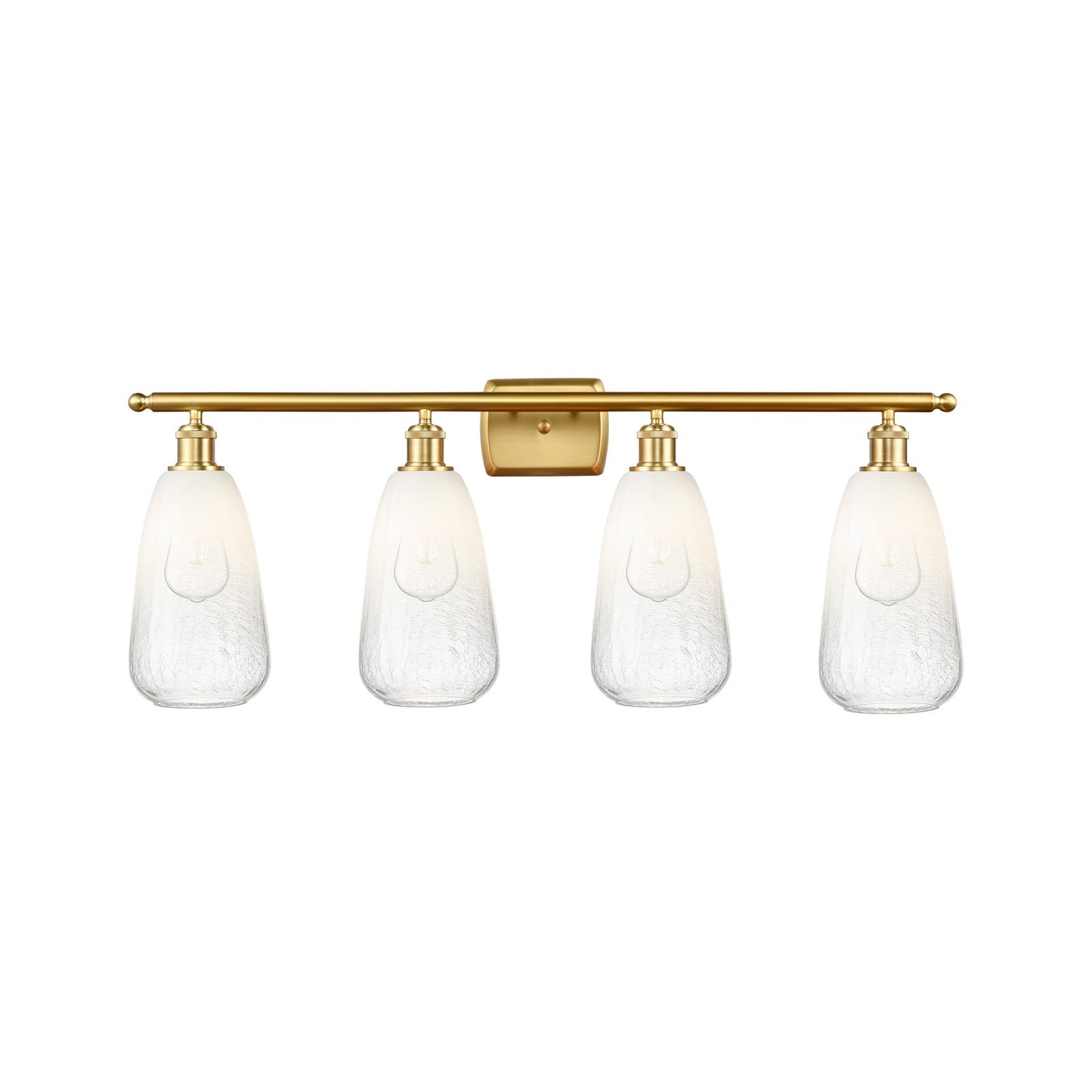 Innovations Brookhaven Almond 36in 4-Light Bath Vanity | Industrial Satin Gold Steel and Opal Glass | Bathroom Vanity Light | Model 516-4W-SG-G480-6OP