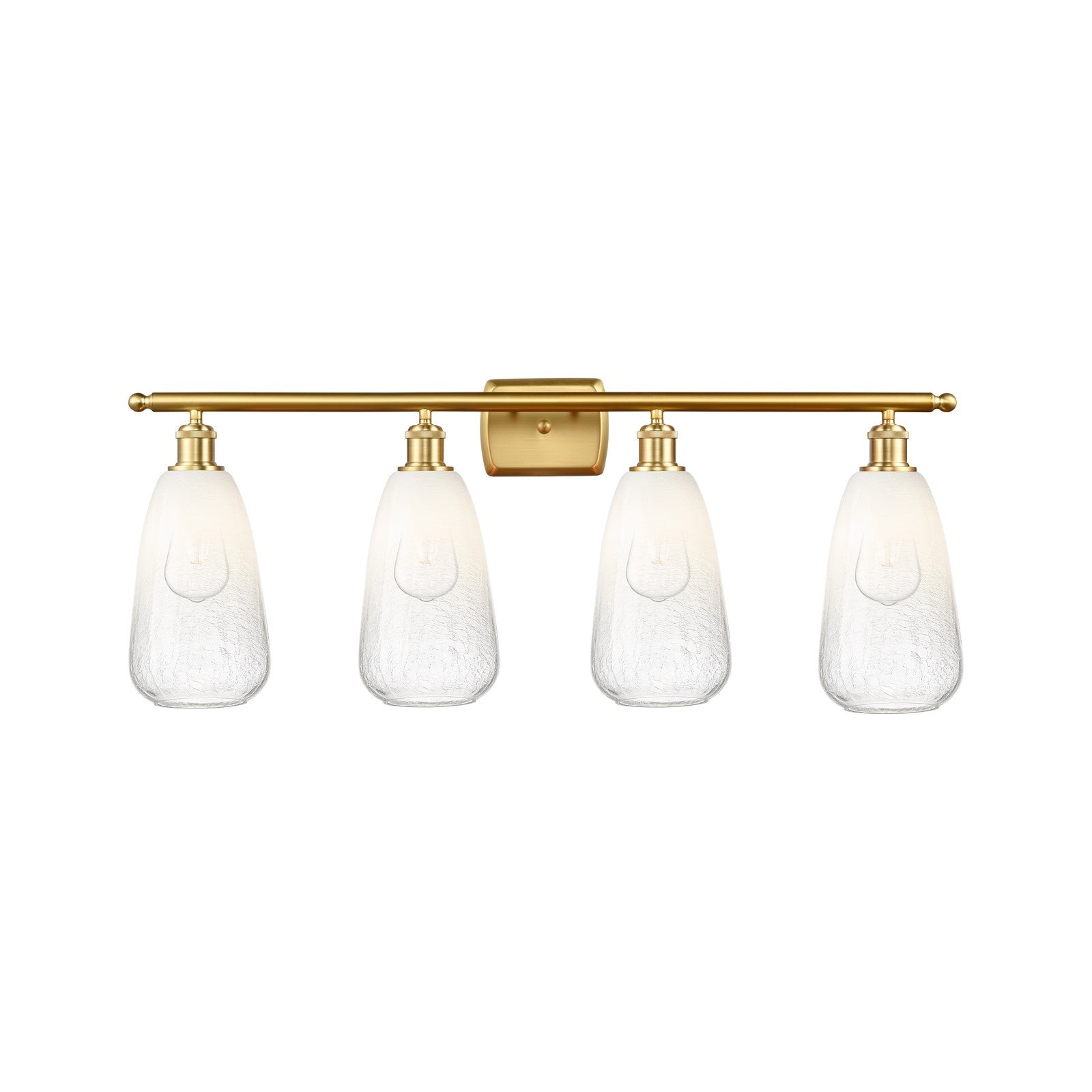 Innovations Brookhaven Almond 36in 4-Light Bath Vanity | Industrial Satin Gold Steel and Opal Glass | Bathroom Vanity Light | Model 516-4W-SG-G480-6OP