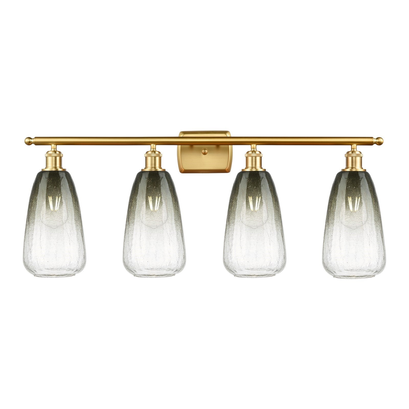 Innovations Brookhaven Almond 36in 4-Light Bath Vanity Light | Industrial Satin Gold Steel and Cast Brass with Slate Glass | Model 516-4W-SG-G480-6SL
