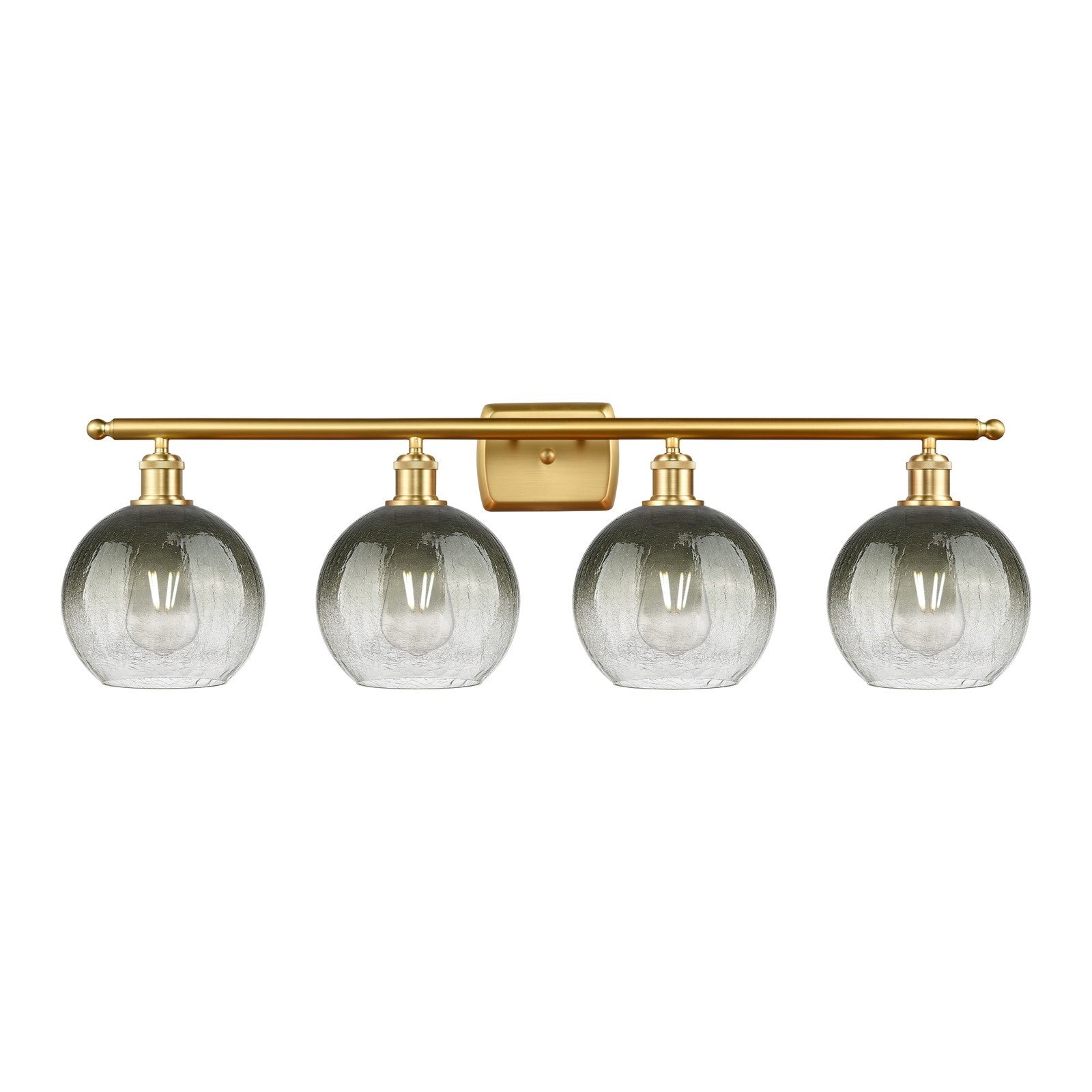Innovations Brookhaven Globe 38in 4-Light Bath Vanity Light | Industrial Satin Gold Steel and Slate Glass | Bathroom Vanity & | Model 516-4W-SG-G483-8SL