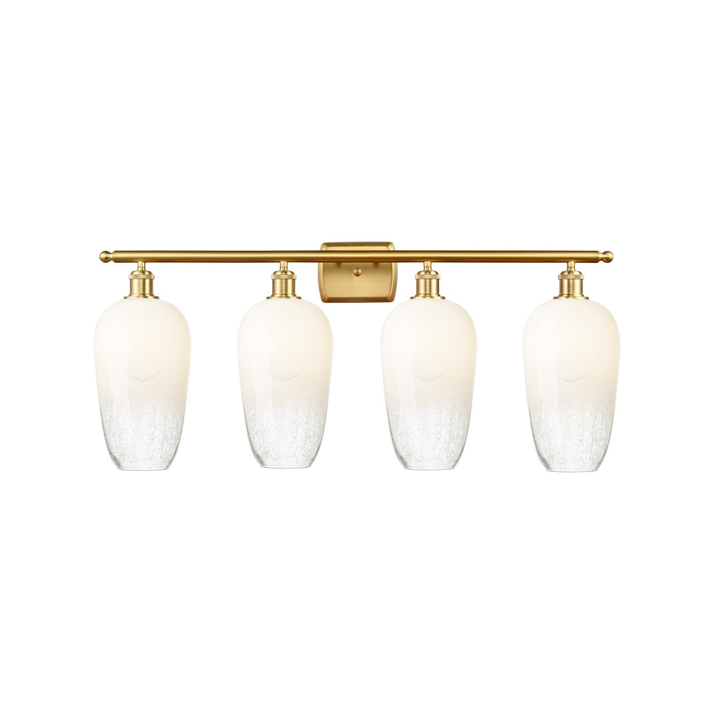 Innovations Brookhaven Flute 37in 4-Light Bath Vanity | Industrial Modern Satin Gold Steel and Opal Glass | Bathroom Vanity | Model 516-4W-SG-G484-7OP