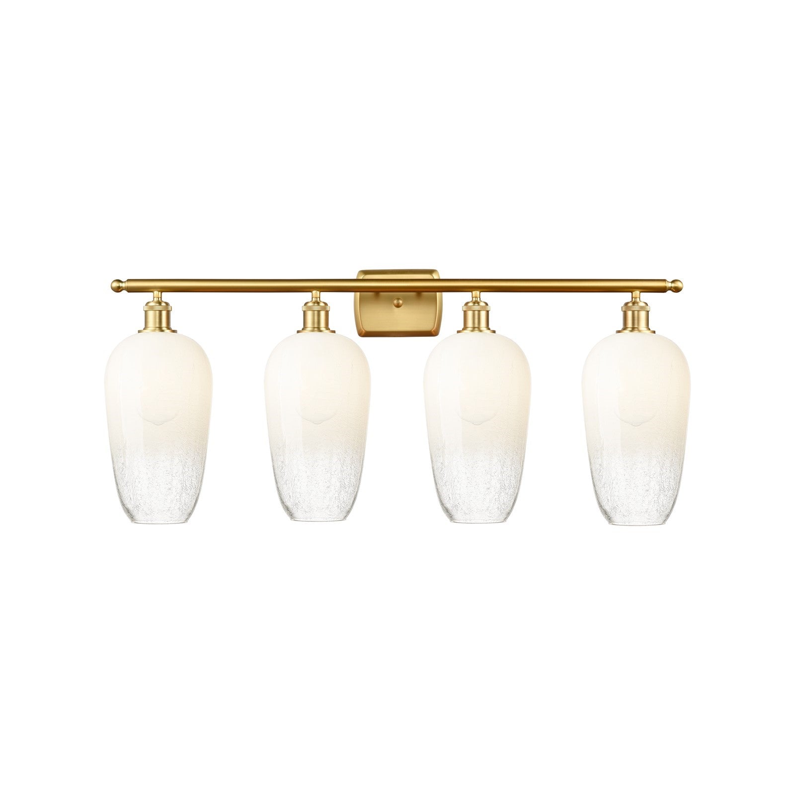 Innovations Brookhaven Flute 37in 4-Light Bath Vanity | Industrial Modern Satin Gold Steel and Opal Glass | Bathroom Vanity | Model 516-4W-SG-G484-7OP