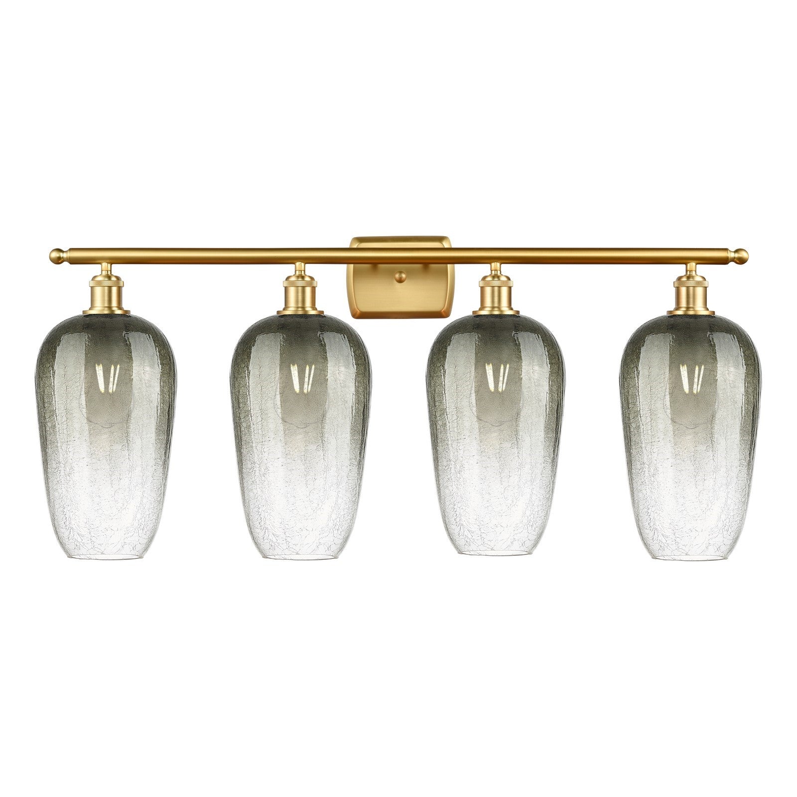 Innovations Brookhaven Flute 37in 4-Light Bath Vanity Light | Industrial Satin Gold Steel and Cast Brass with Slate Glass | Model 516-4W-SG-G484-7SL