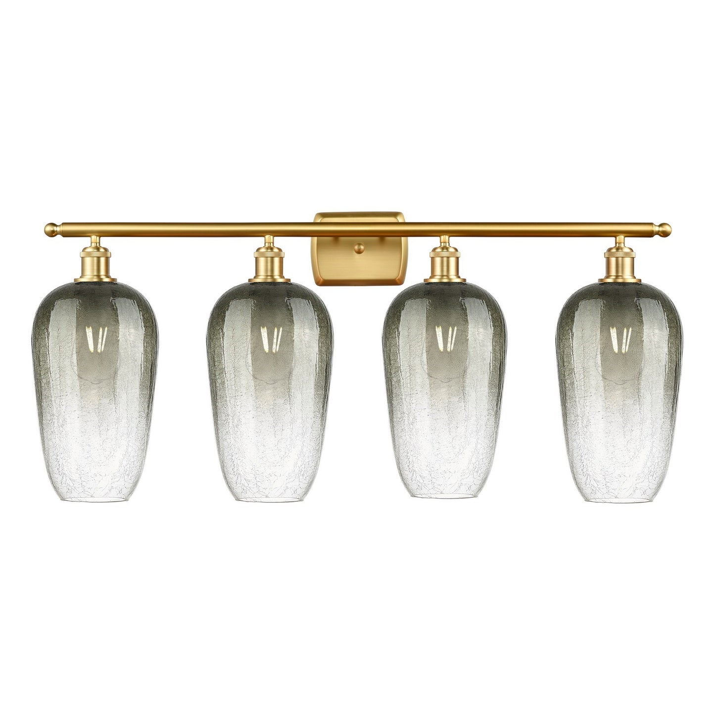 Innovations Brookhaven Flute 37in 4-Light Bath Vanity Light | Industrial Satin Gold Steel and Cast Brass with Slate Glass | Model 516-4W-SG-G484-7SL