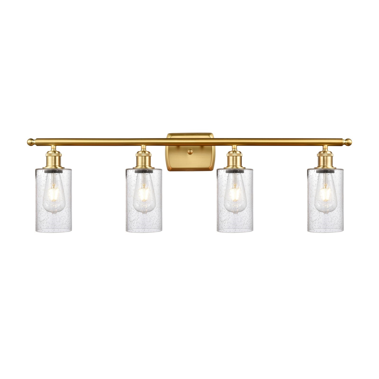 Innovations Clymer 34in 4-Light Bath Vanity Light | Art Nouveau Satin Gold Steel and Seedy Glass | Bathroom Vanity | 33.88 x 9.88 x | Model 516-4W-SG-G804