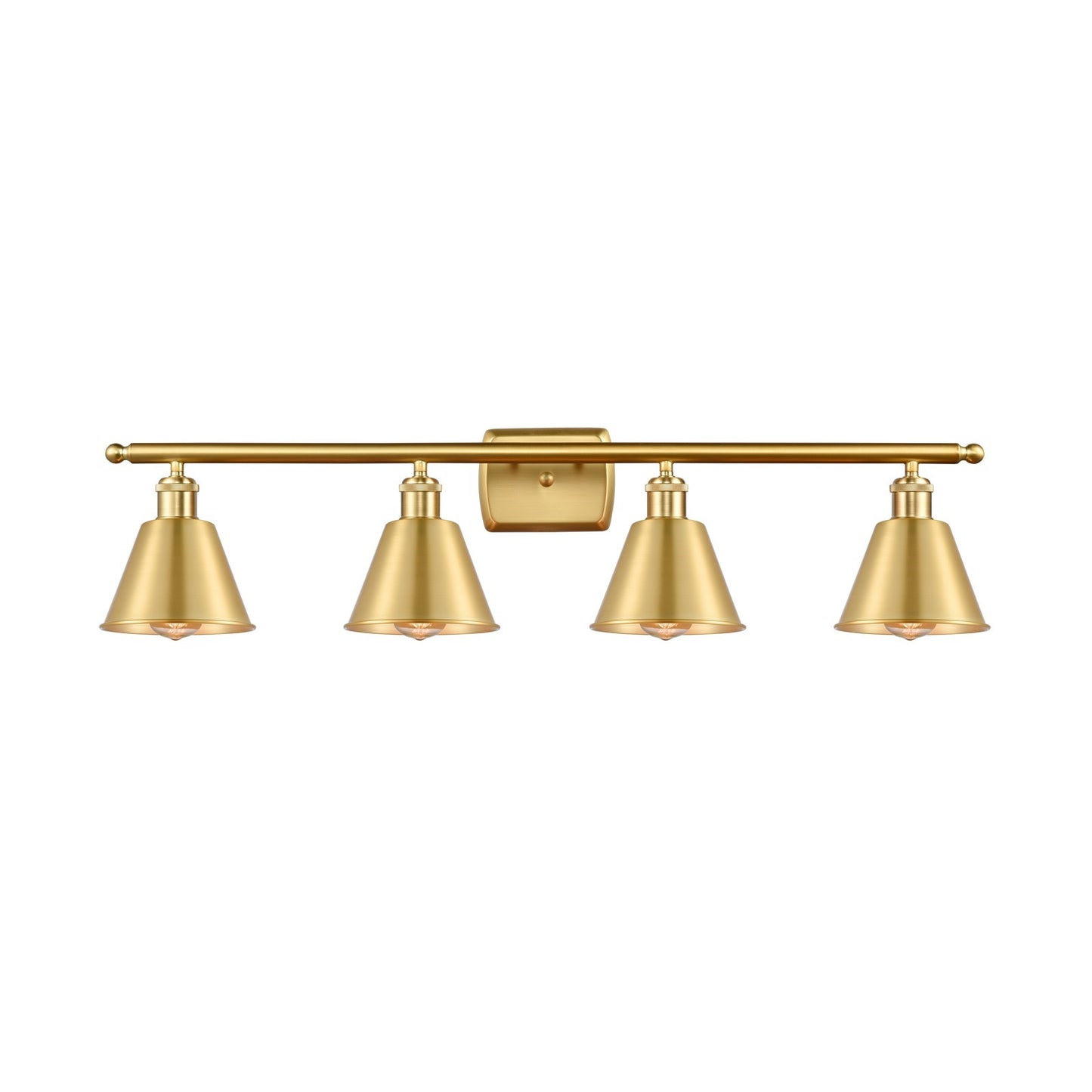 Innovations Smithfield 37in 4-Light Bath Vanity Light | Industrial Farmhouse Satin Gold Steel and Cast Brass with Satin Gold | Model 516-4W-SG-M8-LED