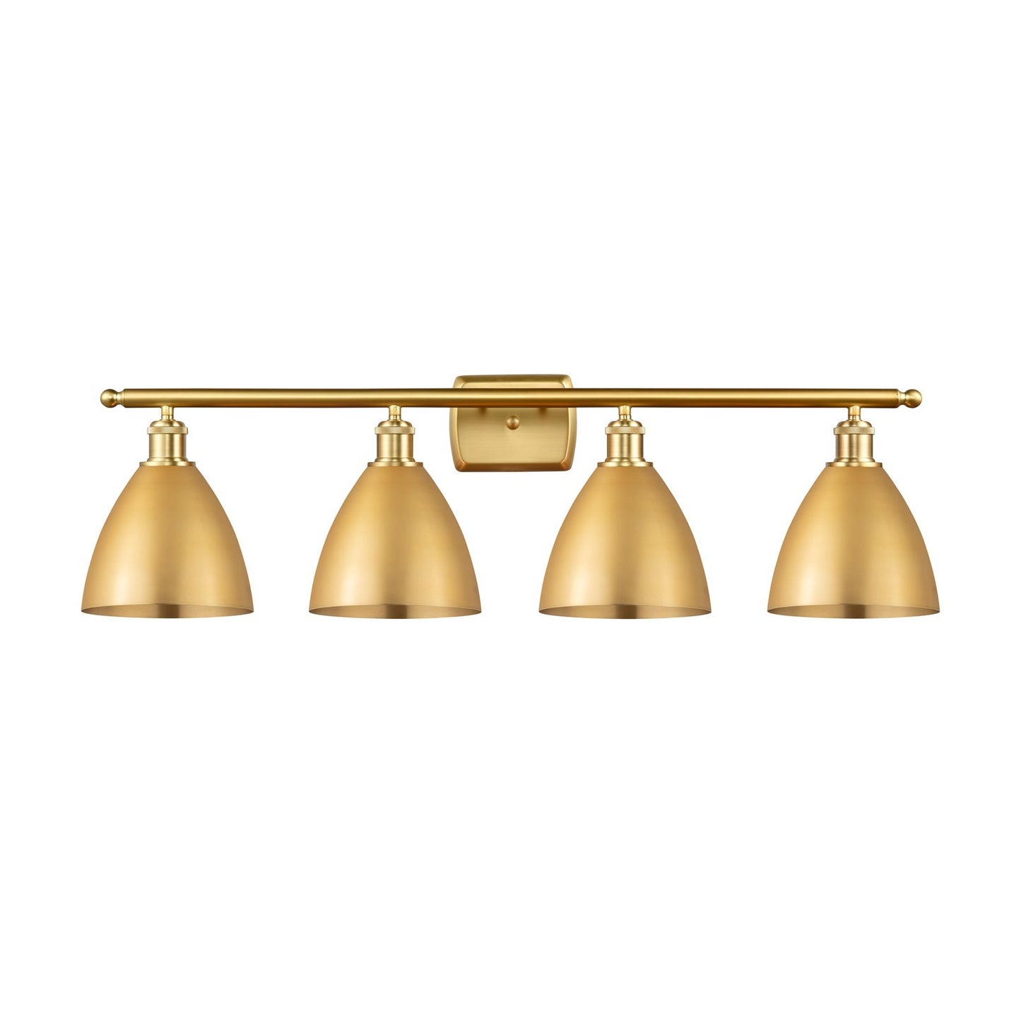 Innovations Bristol 38in 4-Light Bath Vanity Light | Industrial Farmhouse Satin Gold Steel and Cast Brass with Satin Gold | Model 516-4W-SG-MBD-75-SG