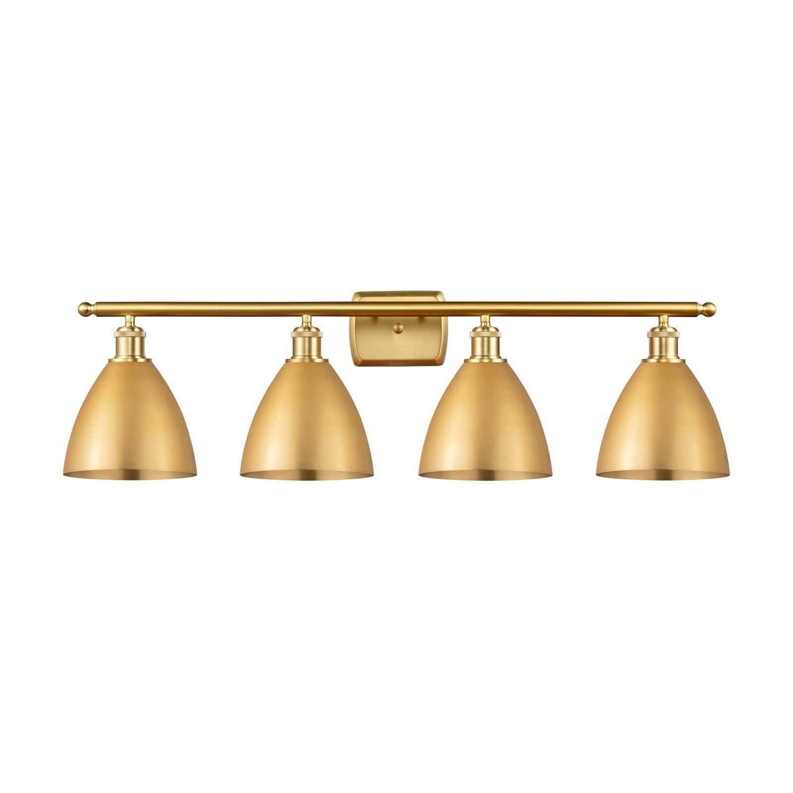 Innovations Bristol 38in 4-Light Bath Vanity Light | Industrial Farmhouse Satin Gold Steel and Satin Gold Metal Shade | Model 516-4W-SG-MBD-75-SG-LED