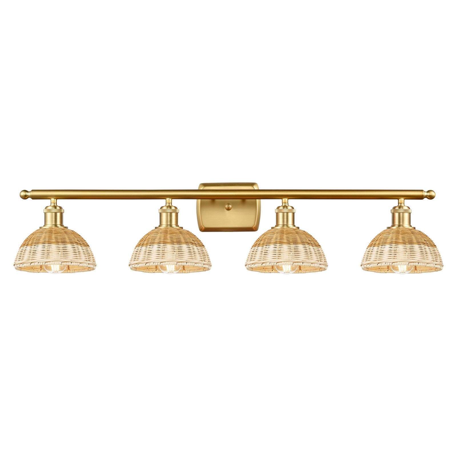 Innovations Bristol Natural II 37.5in 4-Light Bath Vanity Light | Industrial Satin Gold Steel and Cast Brass with Natural | Model 516-4W-SG-NBD2-75-NAT