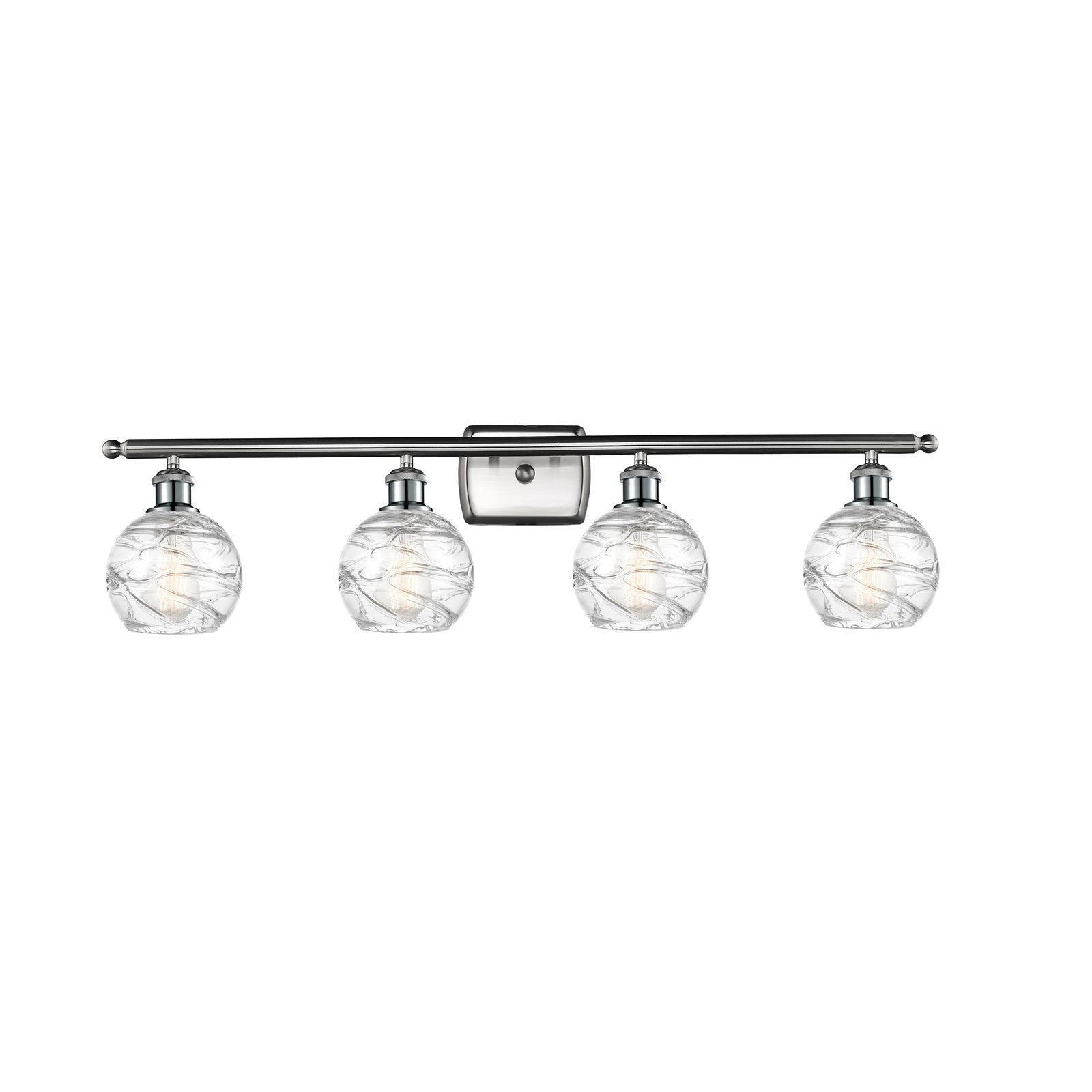 Innovations Athens Deco Swirl 36in 4-Light Bath Vanity Light | Industrial Modern Brushed Satin Nickel and Clear Deco Swirl | Model 516-4W-SN-G1213-6CL