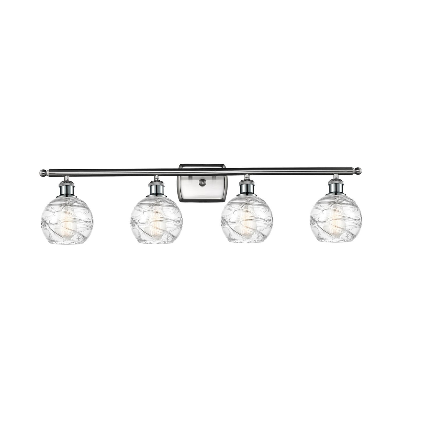 Innovations Athens Deco Swirl 36in 4-Light Bath Vanity Light | Industrial Modern Brushed Satin Nickel and Clear Deco Swirl | Model 516-4W-SN-G1213-6CL